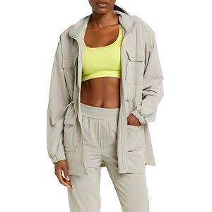 Zella Getaway Hooded Utility Jacket In Grey Flint Nordstrom Large NWT